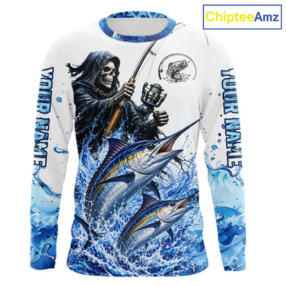 Custom Marlin Fishing Jersey Long Sleeve Grim Reaper Marlin Duo Fishing Shirt Apparel For Men NYN4359