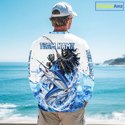 Custom Marlin Fishing Jersey Long Sleeve Grim Reaper Marlin Duo Fishing Shirt Apparel For Men NYN4359