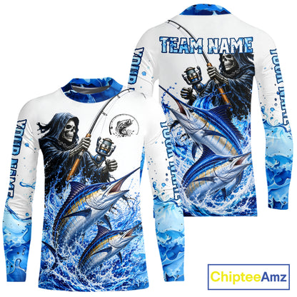 Custom Marlin Fishing Jersey Long Sleeve Grim Reaper Marlin Duo Fishing Shirt Apparel For Men NYN4359