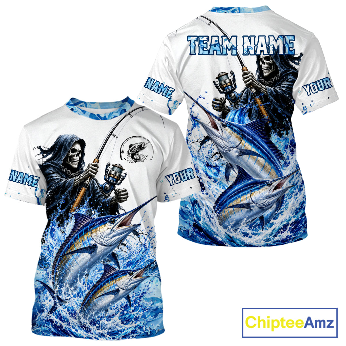 Custom Marlin Fishing Jersey Long Sleeve Grim Reaper Marlin Duo Fishing Shirt Apparel For Men NYN4359
