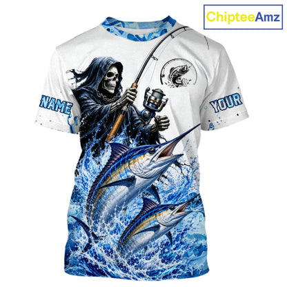 Custom Marlin Fishing Jersey Long Sleeve Grim Reaper Marlin Duo Fishing Shirt Apparel For Men NYN4359