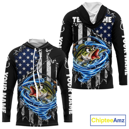 Custom Tornado Largemouth Bass Fishing Team Jersey US Flag Fishing Tournament Shirt For Men NYN4711