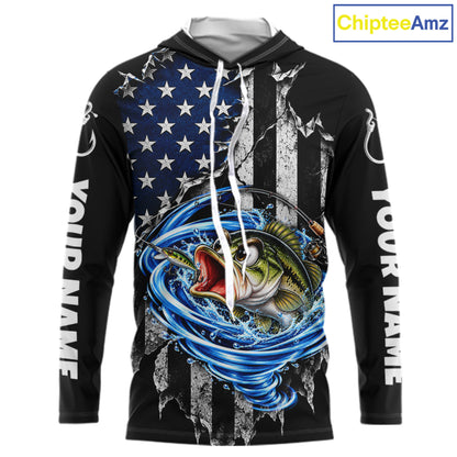 Custom Tornado Largemouth Bass Fishing Team Jersey US Flag Fishing Tournament Shirt For Men NYN4711