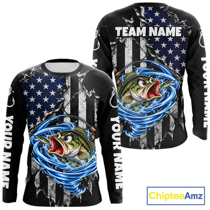 Custom Tornado Largemouth Bass Fishing Team Jersey US Flag Fishing Tournament Shirt For Men NYN4711