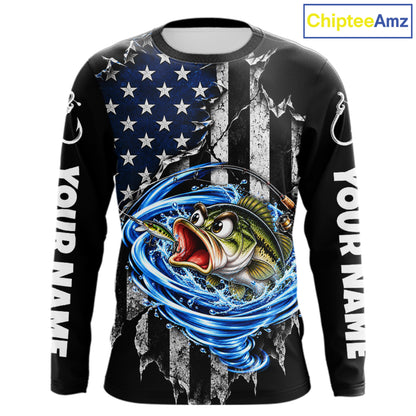 Custom Tornado Largemouth Bass Fishing Team Jersey US Flag Fishing Tournament Shirt For Men NYN4711