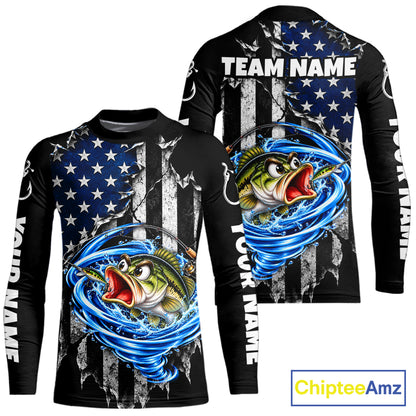 Custom Tornado Largemouth Bass Fishing Team Jersey US Flag Fishing Tournament Shirt For Men NYN4711