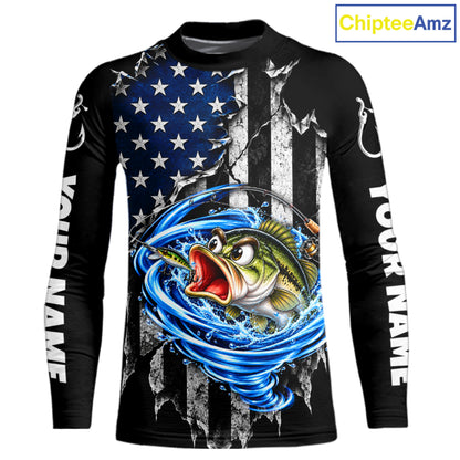 Custom Tornado Largemouth Bass Fishing Team Jersey US Flag Fishing Tournament Shirt For Men NYN4711