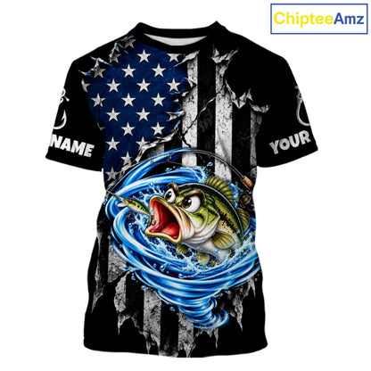Custom Tornado Largemouth Bass Fishing Team Jersey US Flag Fishing Tournament Shirt For Men NYN4711