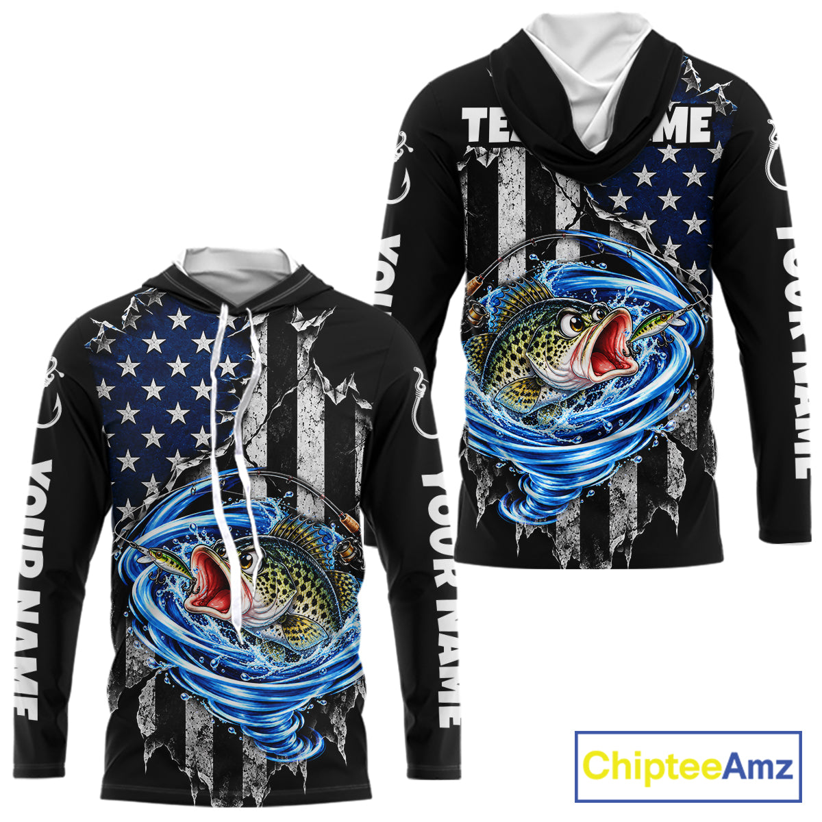 Custom Tornado Crappie Fishing Team Jersey US Flag Crappie Fishing Tournament Shirt For Men NYN4712