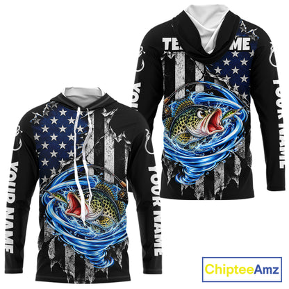 Custom Tornado Crappie Fishing Team Jersey US Flag Crappie Fishing Tournament Shirt For Men NYN4712