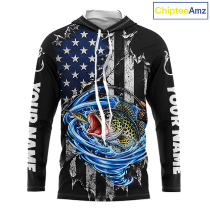 Custom Tornado Crappie Fishing Team Jersey US Flag Crappie Fishing Tournament Shirt For Men NYN4712