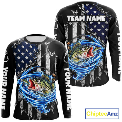 Custom Tornado Crappie Fishing Team Jersey US Flag Crappie Fishing Tournament Shirt For Men NYN4712
