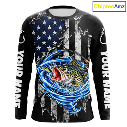 Custom Tornado Crappie Fishing Team Jersey US Flag Crappie Fishing Tournament Shirt For Men NYN4712