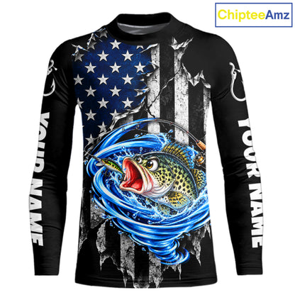 Custom Tornado Crappie Fishing Team Jersey US Flag Crappie Fishing Tournament Shirt For Men NYN4712