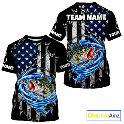 Custom Tornado Crappie Fishing Team Jersey US Flag Crappie Fishing Tournament Shirt For Men NYN4712