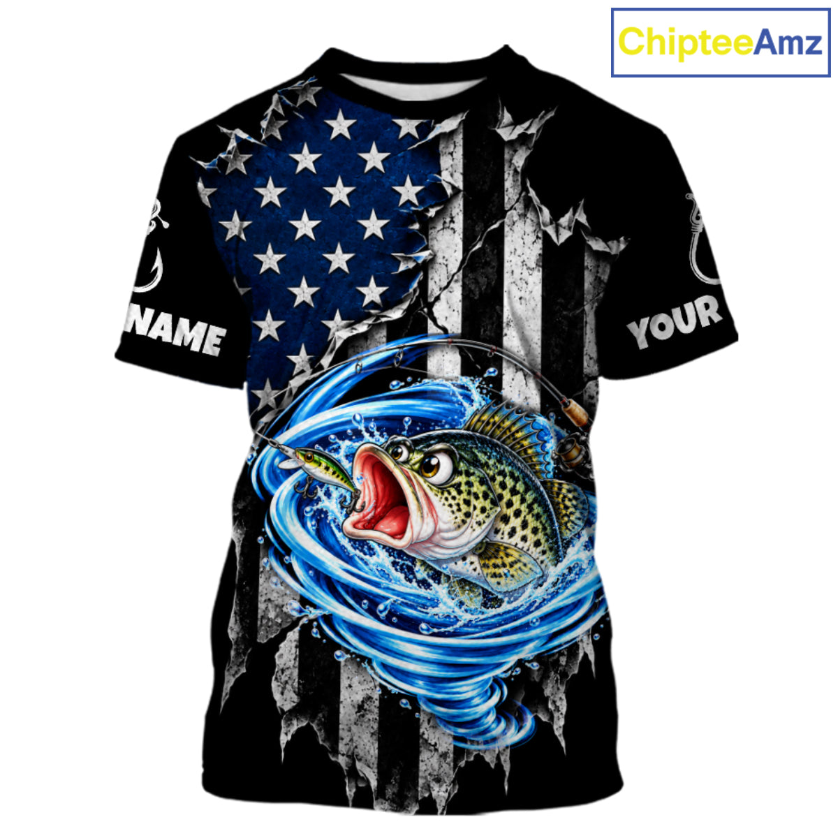 Custom Tornado Crappie Fishing Team Jersey US Flag Crappie Fishing Tournament Shirt For Men NYN4712