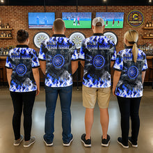 Load image into Gallery viewer, Blue Flaming Tiger Women Dart Polo Shirts Personalized Name &amp; Team Fire Flame Dart Jerseys NYN2103