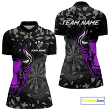 Load image into Gallery viewer, Bull &amp; Dartboard Custom Grunge Women Darts 1/4-Zip Shirt Purple Darts Team Jersey NYN2351