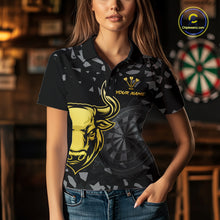 Load image into Gallery viewer, Bull &amp; Dartboard Custom Grunge Women Darts Polo Shirt Yellow Darts Team Jersey NYN2352