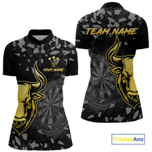Load image into Gallery viewer, Bull &amp; Dartboard Custom Grunge Women Darts 1/4-Zip Shirt Yellow Darts Team Jersey NYN2352