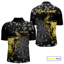 Load image into Gallery viewer, Bull &amp; Dartboard Custom Grunge Men's Darts 1/4-Zip Shirt Yellow Darts Team Jersey NYN2352