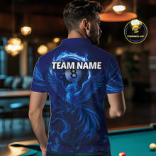 Load image into Gallery viewer, Blue Camouflage Men's Billiard Polo &amp; 1/4 Zip Shirt Custom Flame 8 Ball Billiard Jerseys NYN2359