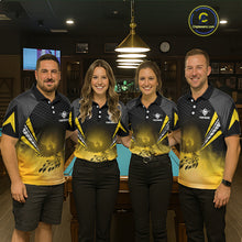Load image into Gallery viewer, Black And Yellow Crown Pool 8 Ball Women Billiard Shirt Custom Billiard Polo &amp; 1/4 Zip Attire NYN2367