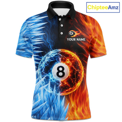 Fire And Icy Pool Billiard Shirts For Men Custom Thunder 8 Ball League Billiard Team Jersey NYN3948