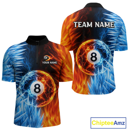 Fire And Icy Pool Billiard Shirts For Men Custom Thunder 8 Ball League Billiard Team Jersey NYN3948