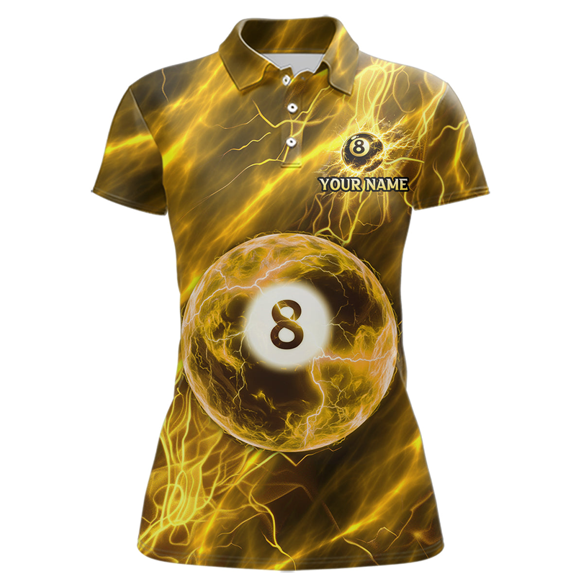Yellow Thunder 8 Ball Billiard Shirts For Women Custom Thunder Lightning League Billiard Team Jersey NYN3949