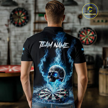 Load image into Gallery viewer, Custom Blue Ice Smoke Skull Dartboard Darts Polo Shirt For Men Dart League Jerseys NYN2122