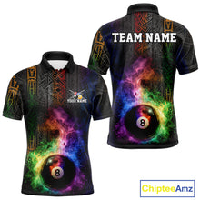 Load image into Gallery viewer, Tribal Colorful Smoke 8 Ball Pool Team Shirt Custom Men Billiards Balls Polo &amp; 1/4-Zip Attire NYN2398