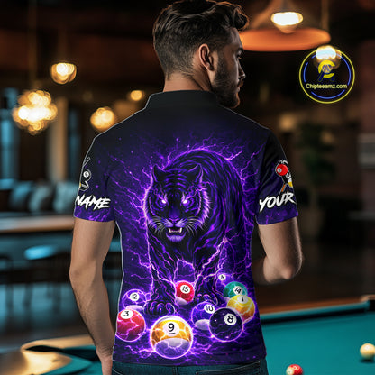 Thunder Purple Horror Tiger Pool Ball Billiard Shirt For Men Custom 8 Ball Billiard Team Attire NYN2629