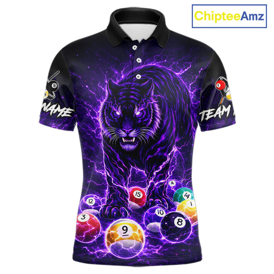Thunder Purple Horror Tiger Pool Ball Billiard Shirt For Men Custom 8 Ball Billiard Team Attire NYN2629
