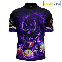 Load image into Gallery viewer, Thunder Purple Horror Tiger Pool Ball Billiard Shirt For Men Custom 8 Ball Billiard Team Attire NYN2629