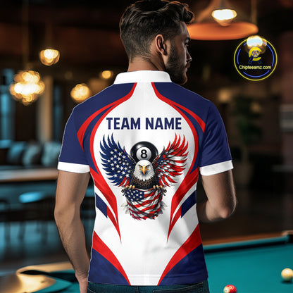 Custom 250 Years Freedom Eagle 8 Ball Pool Billiard Shirt For Men Patriotic Billiard Apparel NYN2633