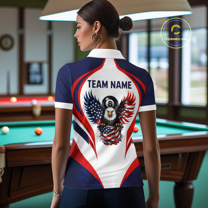 Custom 250 Years Freedom Eagle 8 Ball Pool Billiard Shirt For Women Patriotic Billiard Apparel NYN2633