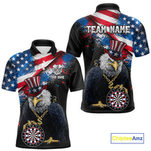Load image into Gallery viewer, Personalized American Flag Splatter Eagle Dart Shirts For Men Patriotic Dart Polo &amp; 1/4-Zip Jersey NYN2777