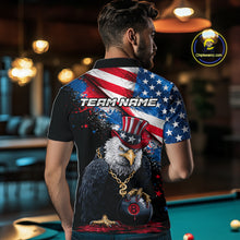 Load image into Gallery viewer, Custom American Flag Splatter Eagle 8 Ball Pool Billiard Shirts For Men Patriotic Billiard Team Jersey NYN2778