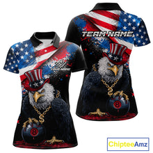 Load image into Gallery viewer, Custom American Flag Splatter Eagle 8 Ball Pool Billiard Shirts For Women Patriotic Billiard Team Jersey NYN2778
