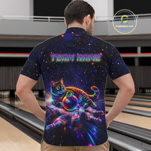 Load image into Gallery viewer, Funny Cat Bowling Polo Quarter-Zip Shirts For Men Custom Colorful Bowling Galaxy Team Jerseys NYN3417