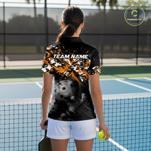 Load image into Gallery viewer, Custom Black &amp; Orange Camo Women Pickleball League Jerseys Grunge Pickleball Paddle Shirts NYN2136