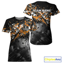 Load image into Gallery viewer, Custom Black &amp; Orange Camo Women Pickleball League Jerseys Grunge Pickleball Paddle Shirts NYN2136
