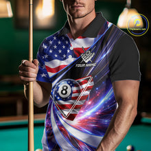 Load image into Gallery viewer, Personalized Colorful Galaxy American Flag 8 Ball Pool Billiard Shirts For Men Billiard Attire Gifts NYN2791
