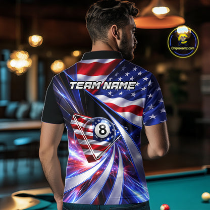 Personalized Colorful Galaxy American Flag 8 Ball Pool Billiard Shirts For Men Billiard Attire Gifts NYN2791