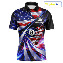 Load image into Gallery viewer, Personalized Colorful Galaxy American Flag 8 Ball Pool Billiard Shirts For Men Billiard Attire Gifts NYN2791