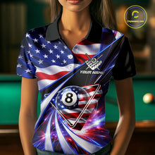 Load image into Gallery viewer, Personalized Colorful Galaxy American Flag 8 Ball Pool Billiard Shirts For Women Billiard Attire Gifts NYN2791