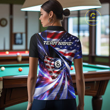 Load image into Gallery viewer, Personalized Colorful Galaxy American Flag 8 Ball Pool Billiard Shirts For Women Billiard Attire Gifts NYN2791