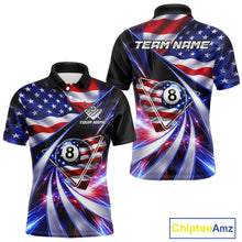 Load image into Gallery viewer, Personalized Colorful Galaxy American Flag 8 Ball Pool Billiard Shirts For Men Billiard Attire Gifts NYN2791