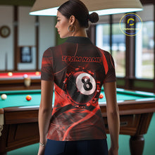 Load image into Gallery viewer, Smoke Cracked Billiard 8 Ball Pool Shirt For Women Custom Billiard Polo &amp; 1/4 Zip Team Attire | Red NYN3422